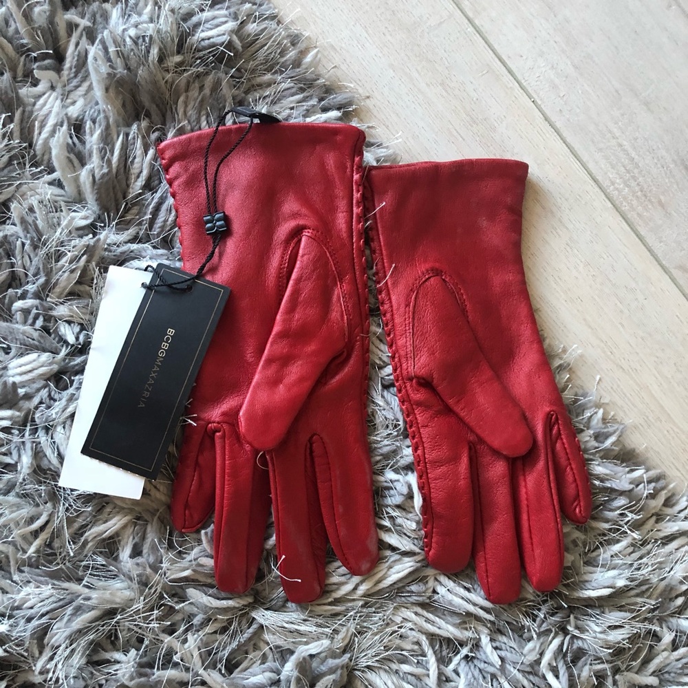 Red Leather Bcbg Gloves